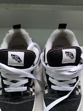 Vans Kids Checkerboard High-Top Sneakers in Black & White